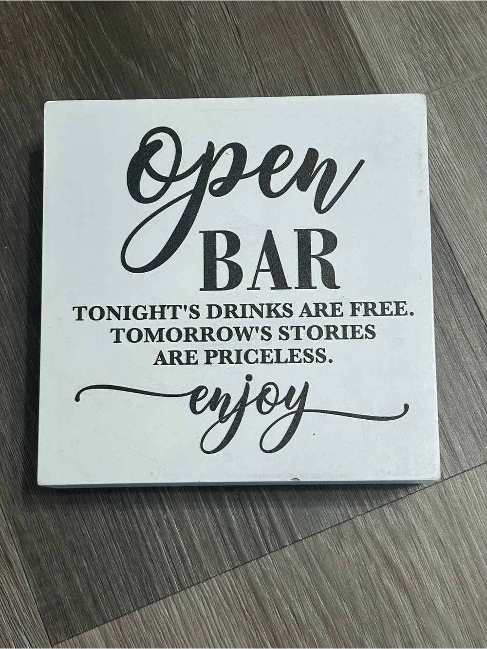 ❤️FREEw/PURCHASE❤️ Open Bar Wall Sign - White and Black Decorative Plaque